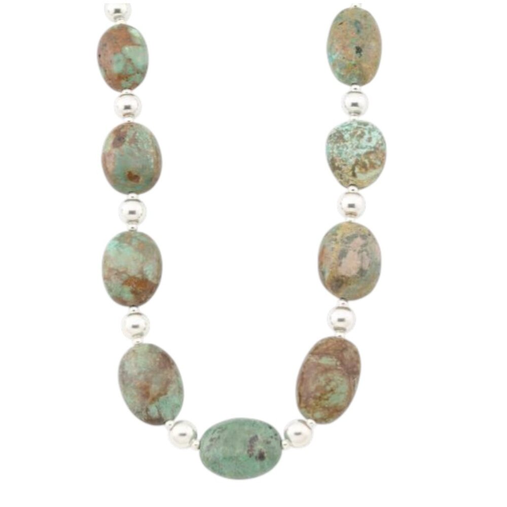SHIVAM Made In India Sterling Silver And Turquoise Beaded Necklace